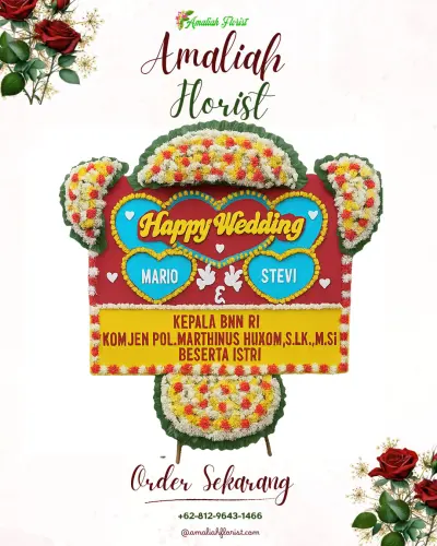Karangan Papan Bunga Pernikahan di Keprabon